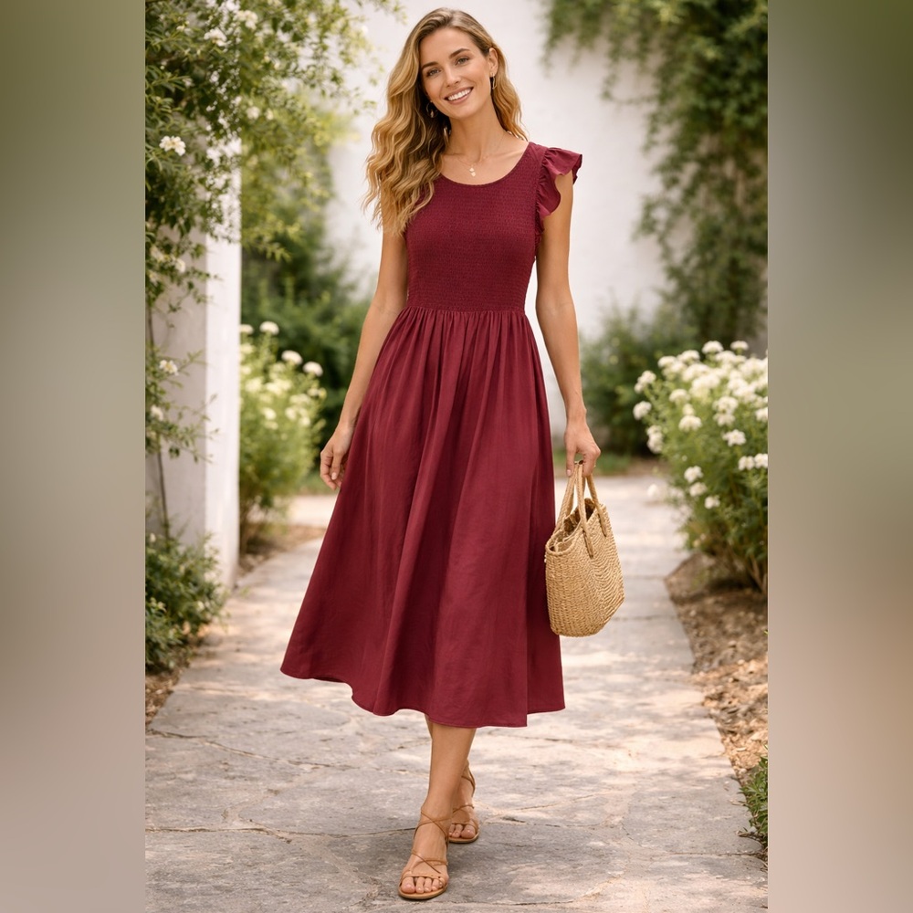 Melloday Burgundy Sleeveless Dress M